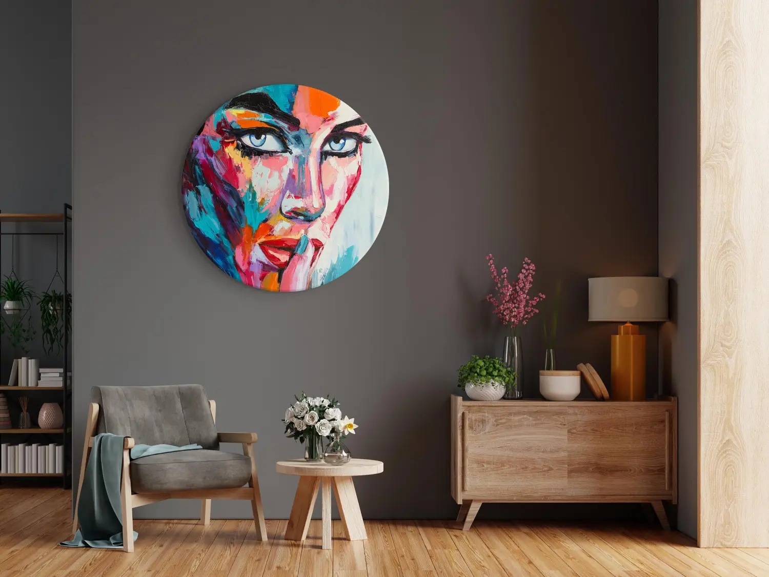 Cadre Photo Rond – Femme Art Déco – Occasion