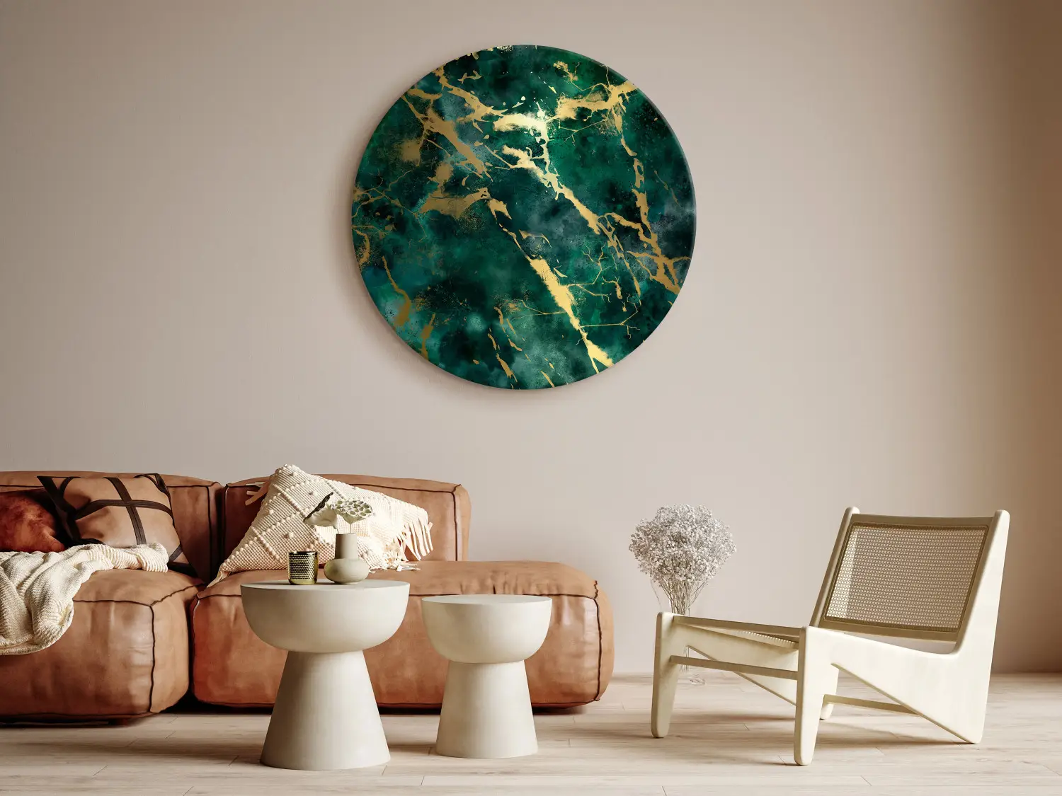 Tableau Abstrait Vert Menthe Sur Toile - Décoration Murale Handmade