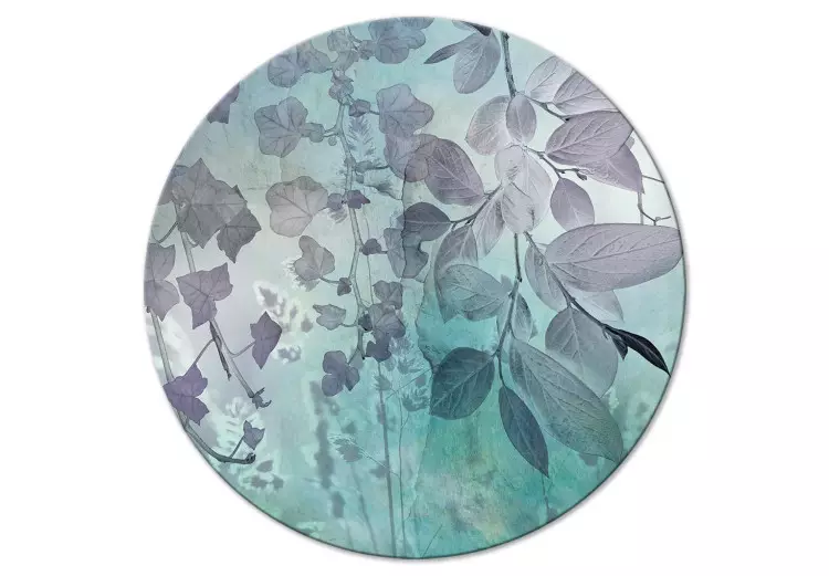 Lianes denses - feuilles nuances violet et turquoise sur fond blanc