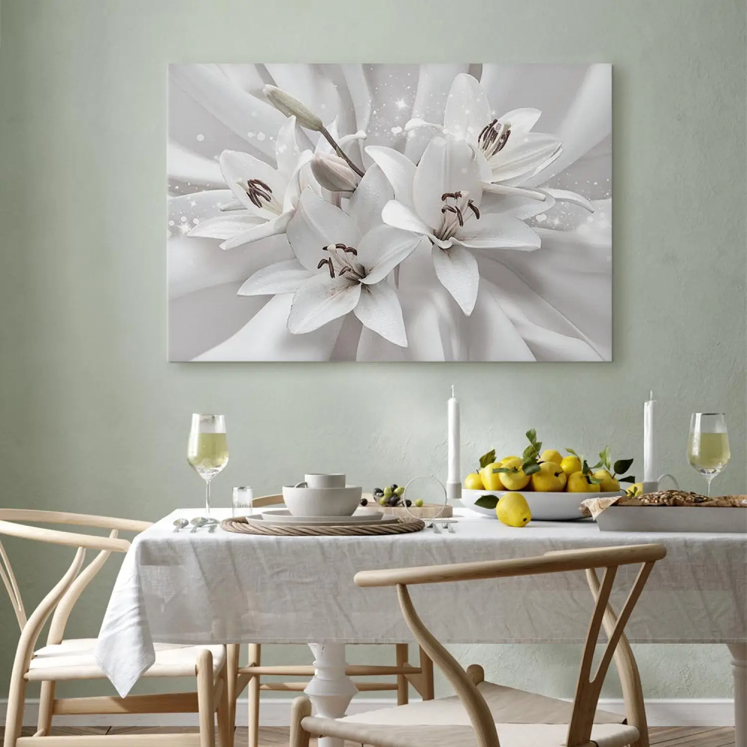 Tableau Toile Déco 50x70cm - Roses Blanches Sur Fond Noir, Art Floral Texturé, Sans Cadre - 11