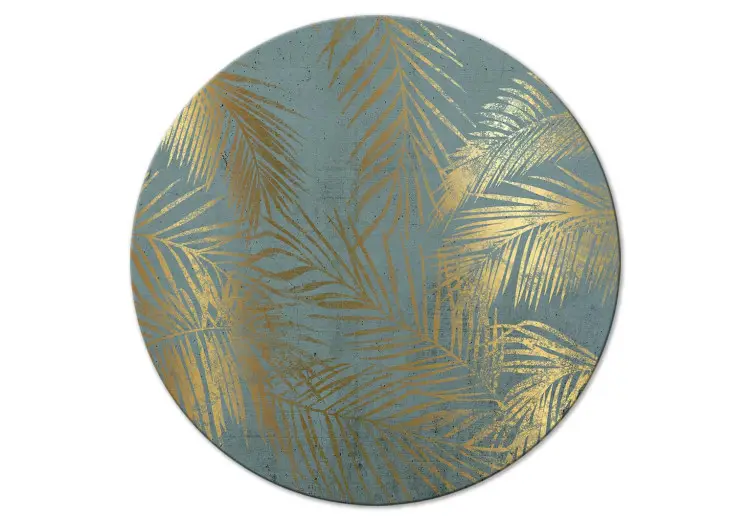 Palmier doré - feuilles de plante sur fond bleu, variante 1