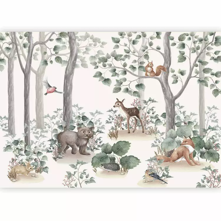 Histoire de la forêt - paysage aquarelle avec animaux pour enfants