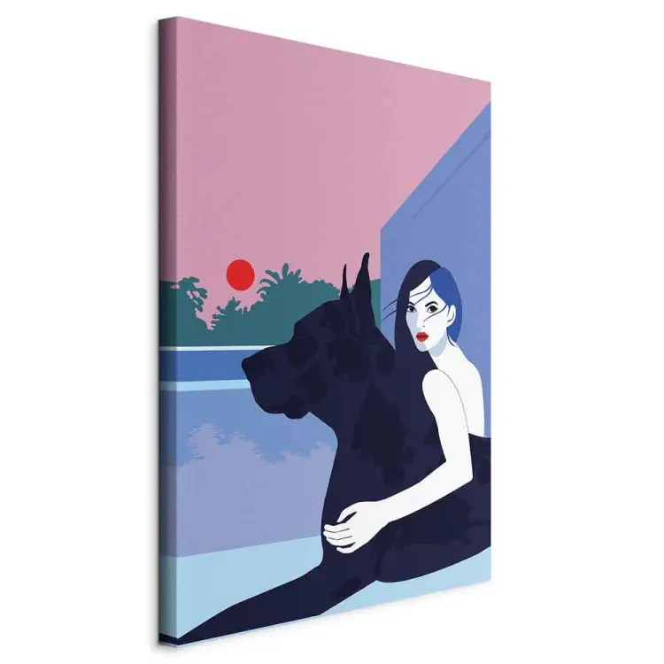 Femme avec chien - illustration vectorielle minimaliste