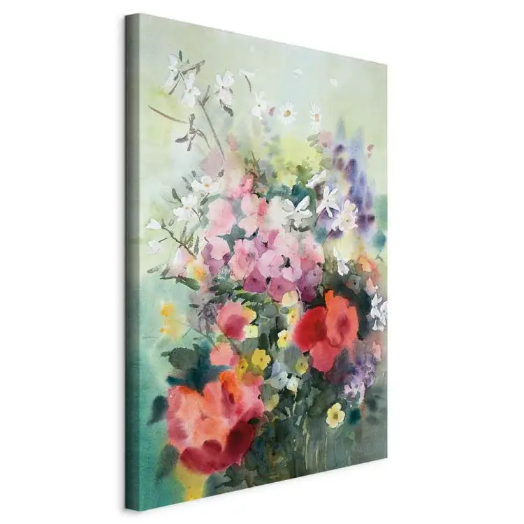Bouquet aquarelle - fleurs colorées sur fond flou