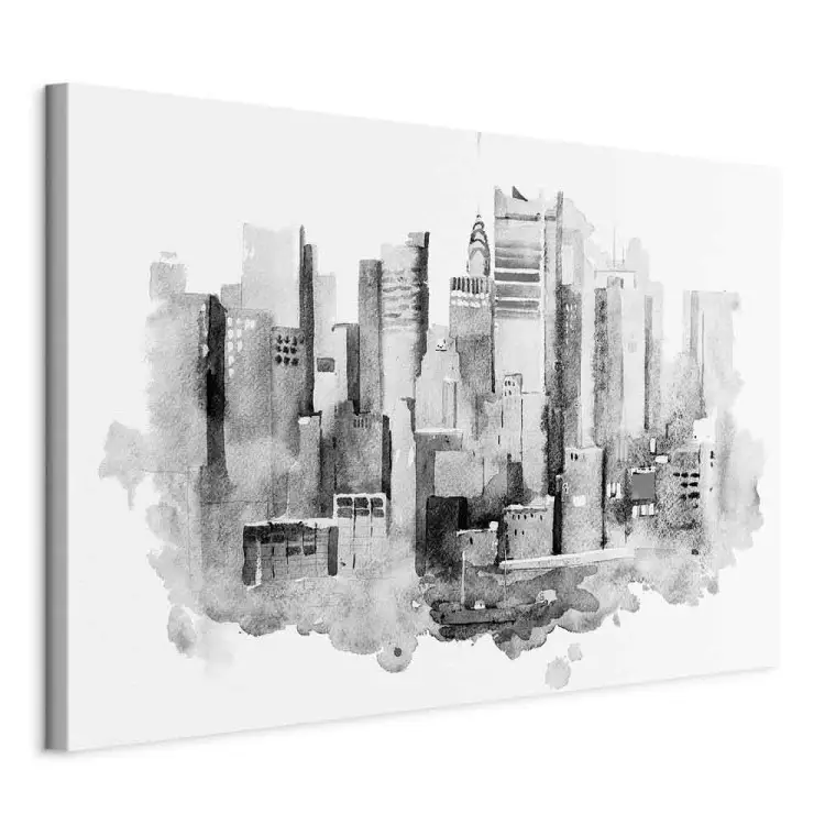 Architecture monochrome - paysage urbain peint à l'aquarelle