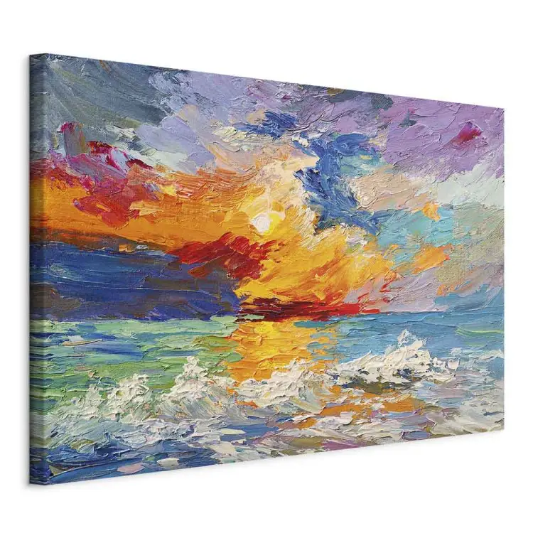 Paysage marin - peinture du soleil couchant en couleurs vives