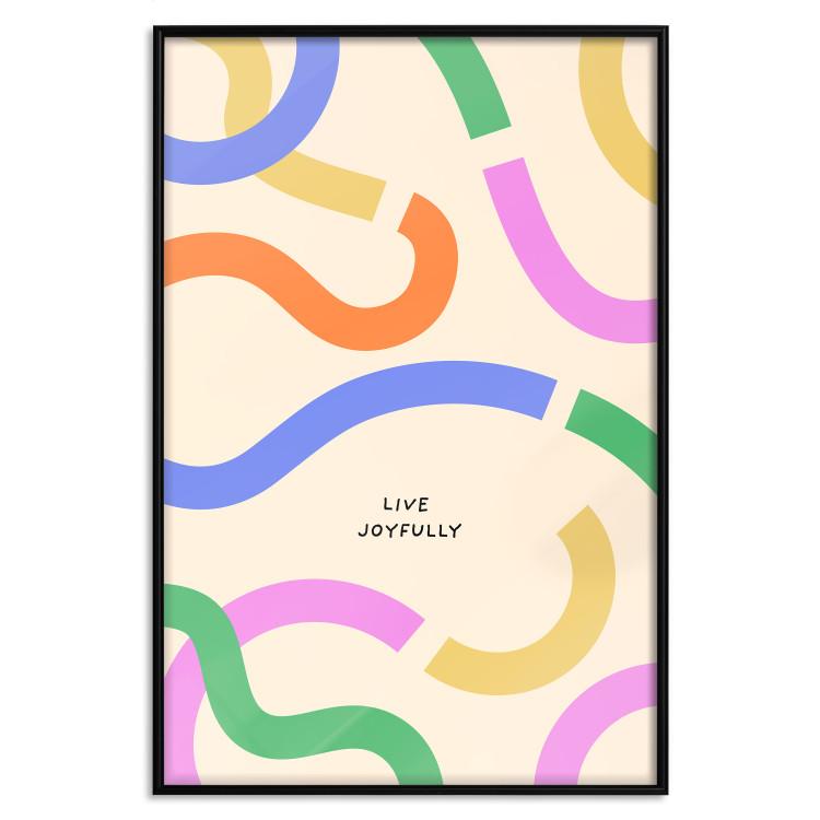 Poster Abstract Shapes - Pastel Waves Scattered on a Beige Background