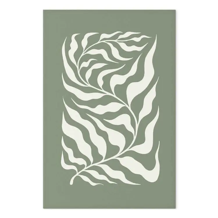 Motif botanique - plante sur fond de sauge inspirée par Matisse