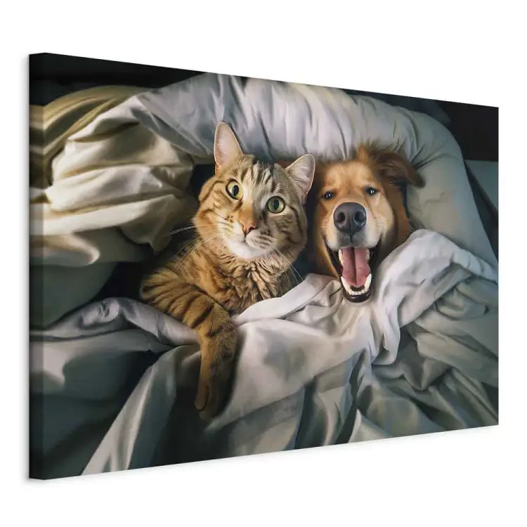 AI golden retriever chien et chat tigré - animaux se reposant