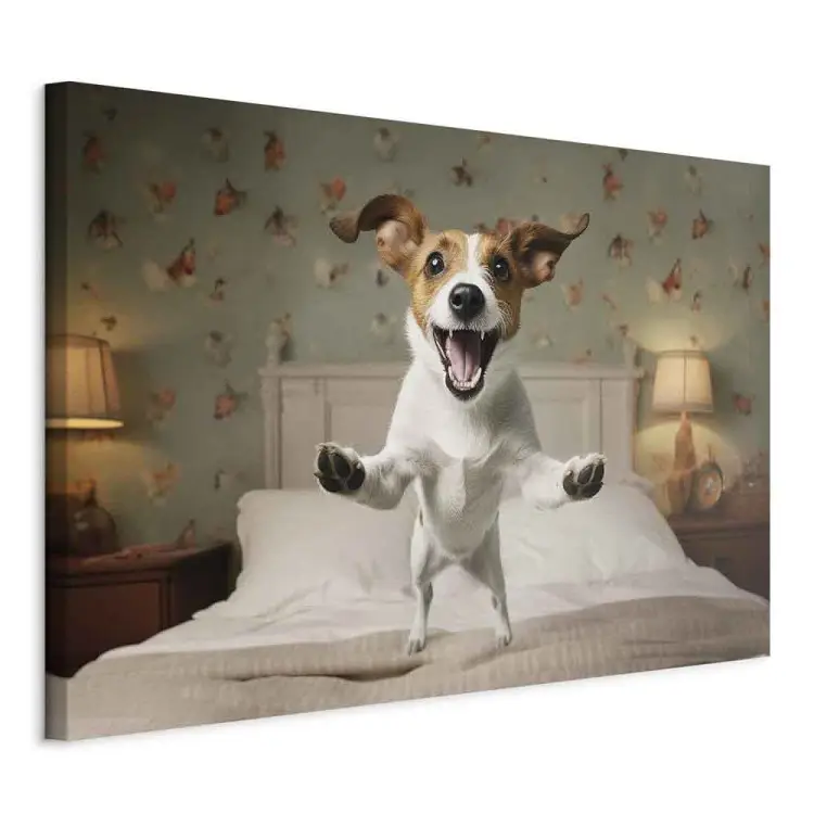 Chien AI Jack Russell Terrier - animal sautant du lit - horizontal