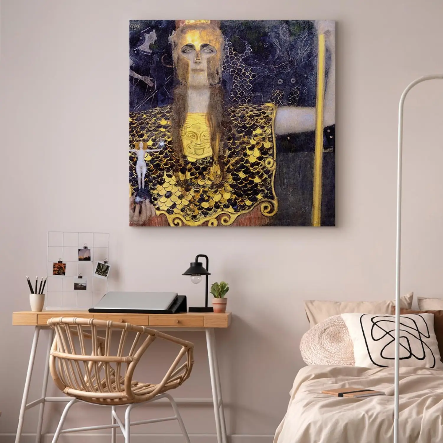 Tableau Toile Gustav Klimt 'Minerva Ou Pallas Athena' - Cadre Prêt à Accrocher, Neuf