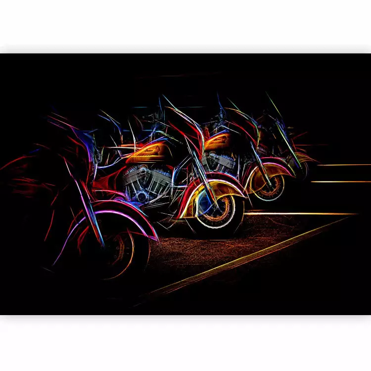 Motocycles néon - course, position de départ, design coloré