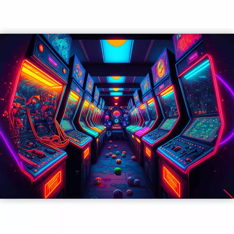Arcade lumineuse - salon de jeu multicolore sous néons