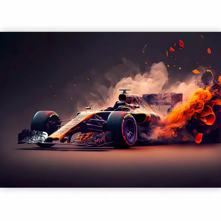 Voiture de course flamboyante - bolide enflammé inspiré des jeux vidéo