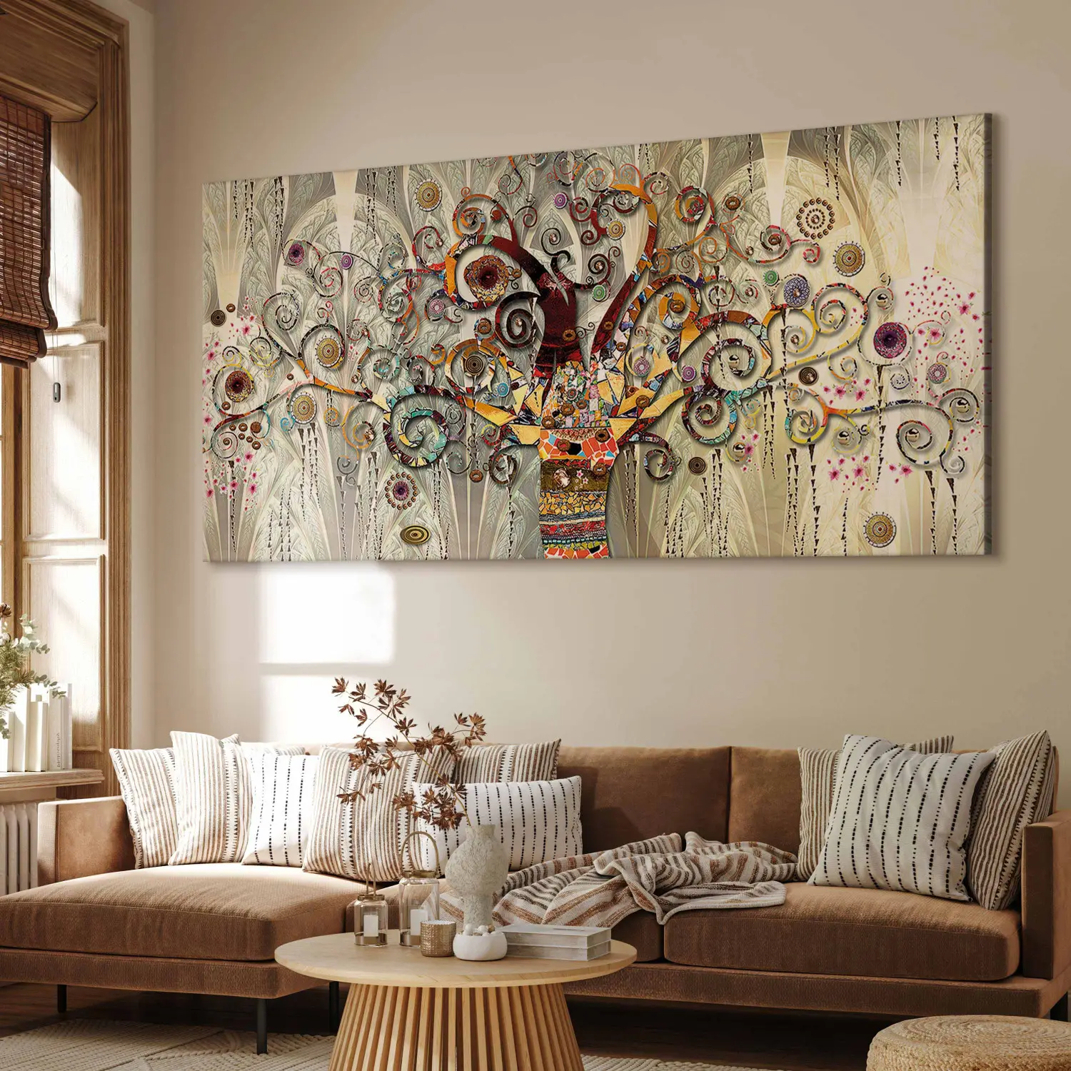 Toile Murale Arbre De Vie – Impression Giclée 30x90 Cm, Motif Géométrique Contemporain – Décoration Salon, Chambre