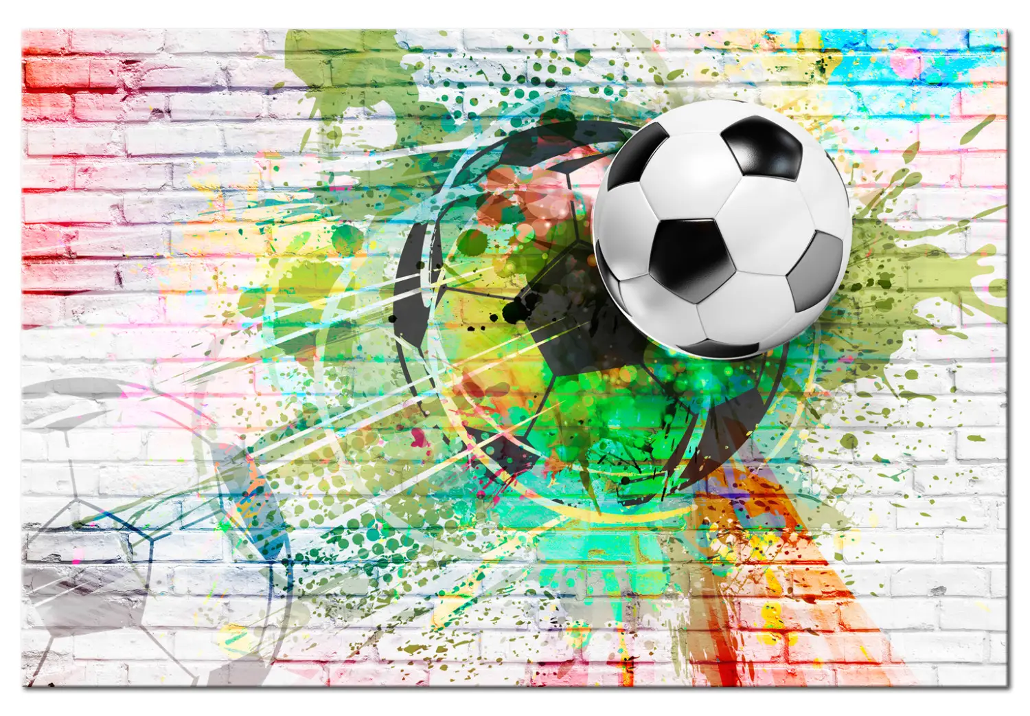 Tableau Toile Déco Football 30x45 Cm – Multicolore, Motif Football, Neuf