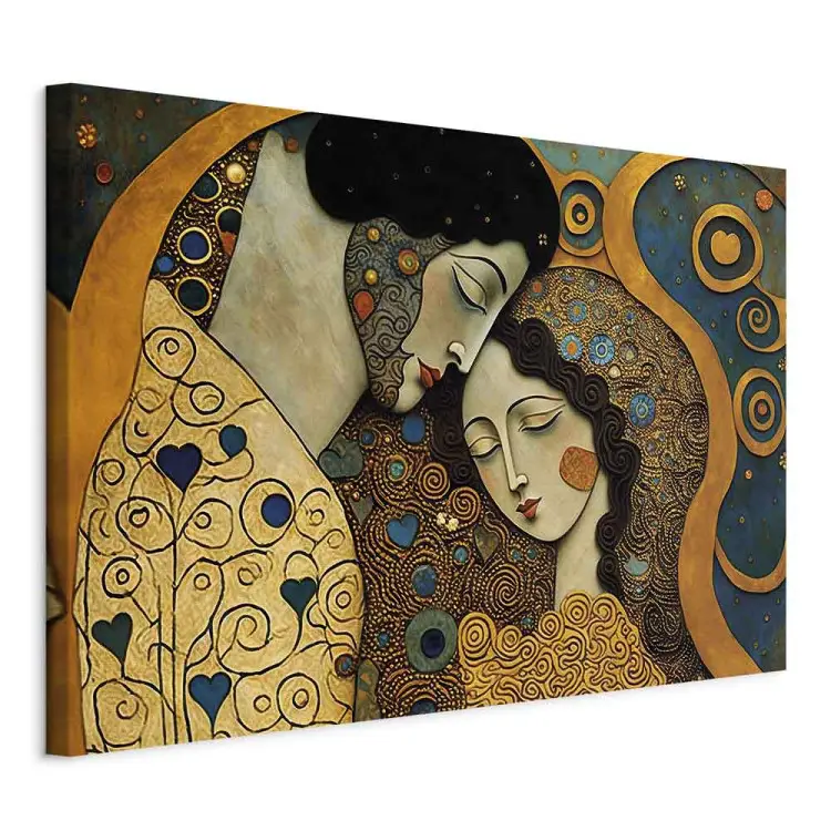Un couple enlacé - mosaïque inspirée du style de Gustav Klimt