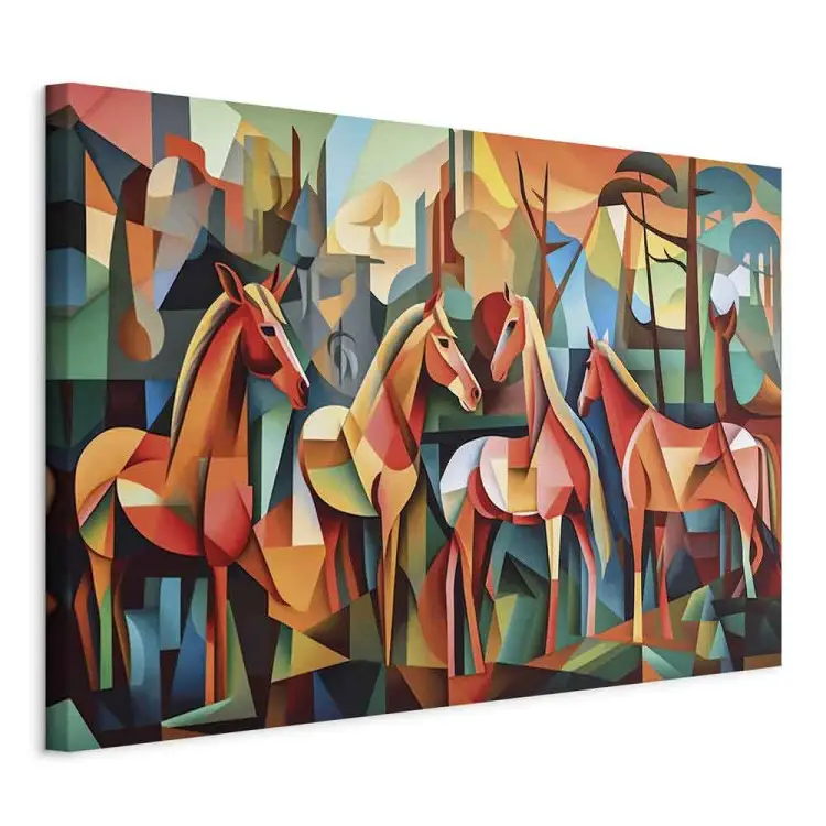 Chevaux cubistes - une composition géométrique inspirée de Picasso