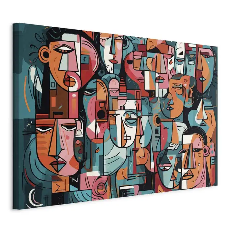 Visages géométriques - composition créée par l'IA