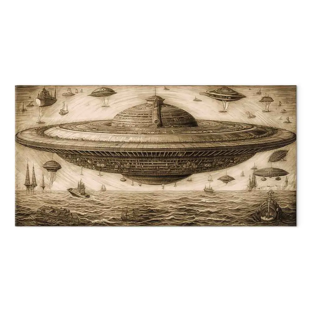 Tableau Ovni Toile 50x70 Cm - Décoration Extraterrestre Science-fiction