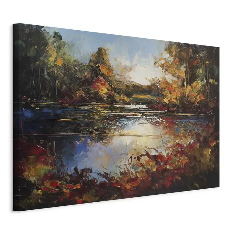 Lac en automne - un paysage brun orangé inspiré de Monet