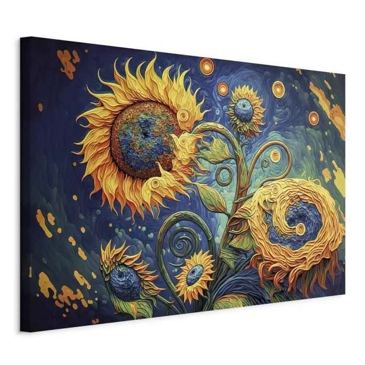 Tournesols contre le ciel nocturne - composition générée par l'IA