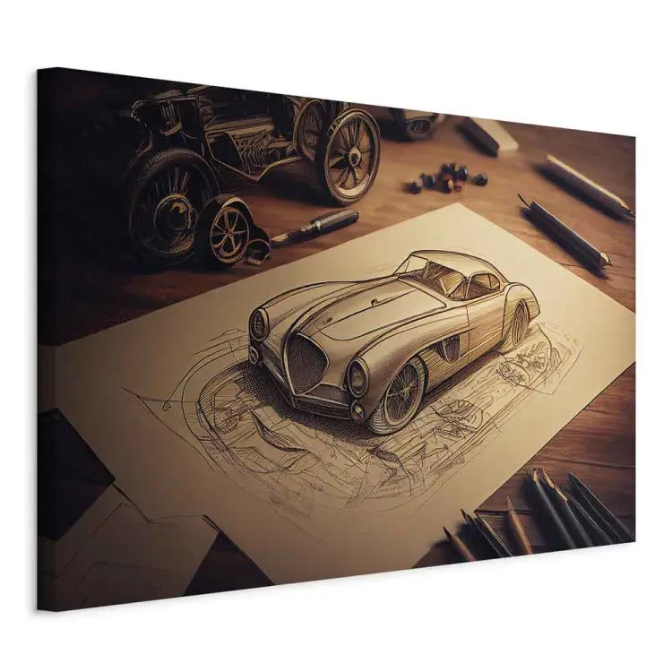 Croquis de voiture - un dessin d'une voiture ancienne généré par l'IA