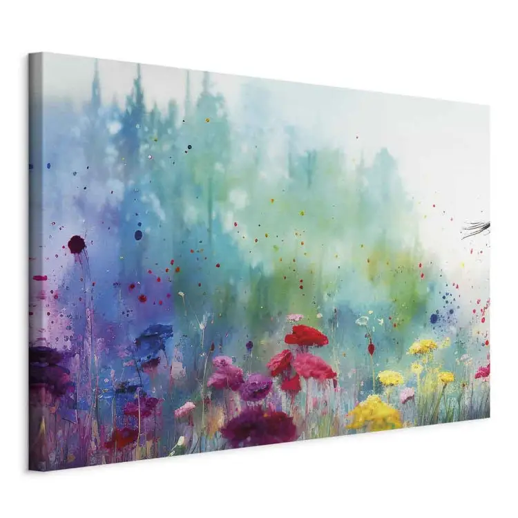 Fleurs colorées - une composition avec une forêt générée par l'IA