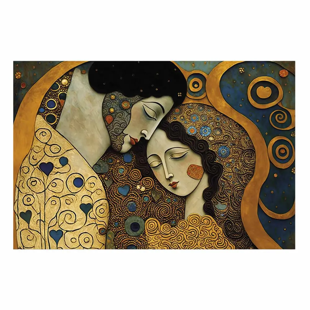 Poster Couple En treinte Portrait En Mosa que Inspir De Klimt poster-couple-en-treinte-portrait-en-mosa-que-inspir-de-klimt