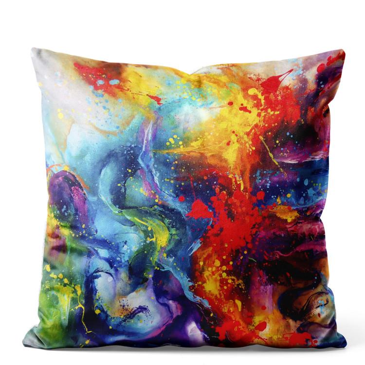 Coussin en velours Swirl of Paint - A Colorful Abstraction That Mimics the Explosion of Colors on Material