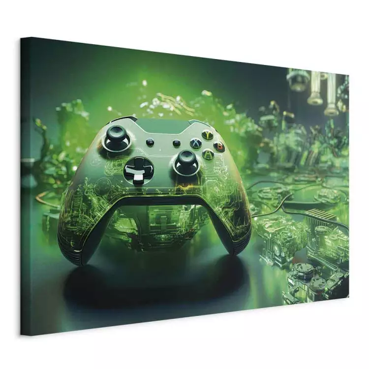 Gaming Technology - une manette de jeu sur un fond intensément vert