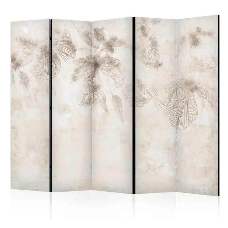 Fleurs éphémères II - végétation linéaire sur fond beige