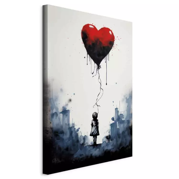 Un ballon volant - une composition aquarelle inspirée de Banksy