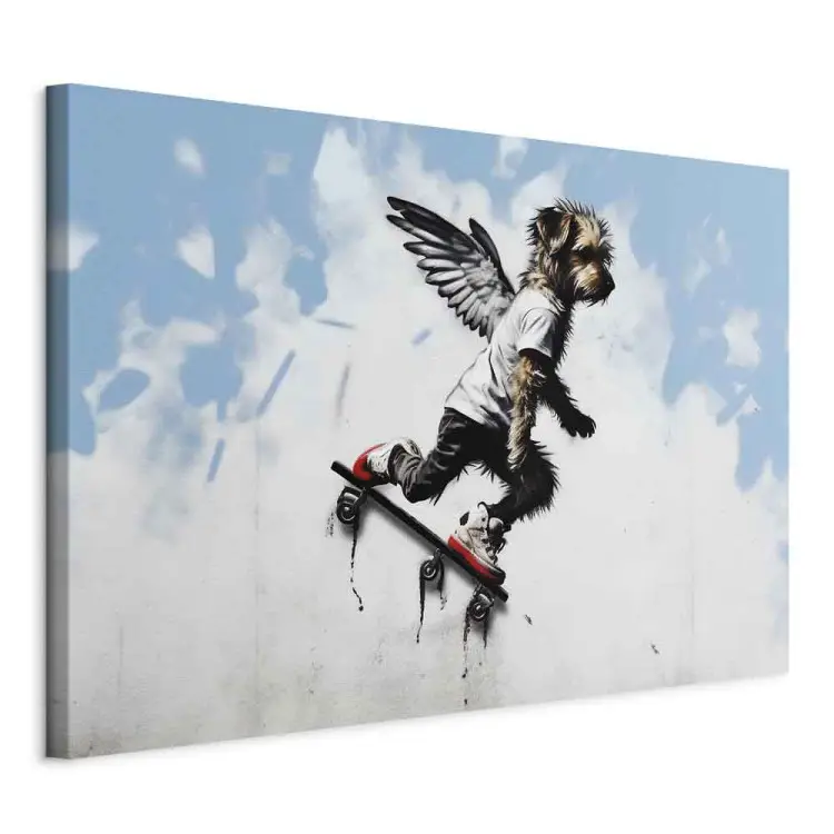 Chien sur un skateboard - graffiti représentant un animal