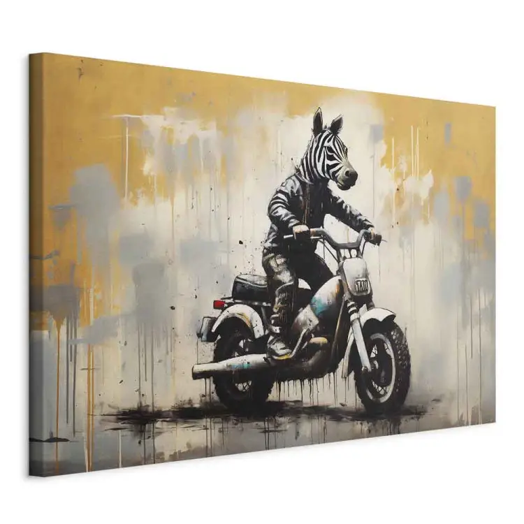 Zèbre sur une moto - graffiti inspiré du style Banksy