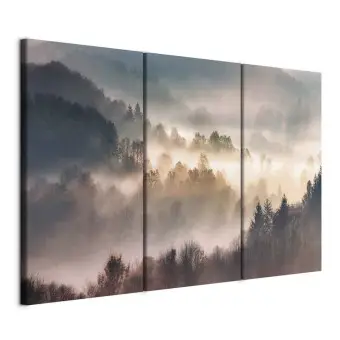 Tableau Sur Toile Arbres Forêt Paysage Brumeux Feeby - 120x80 Cm Décoration Murale