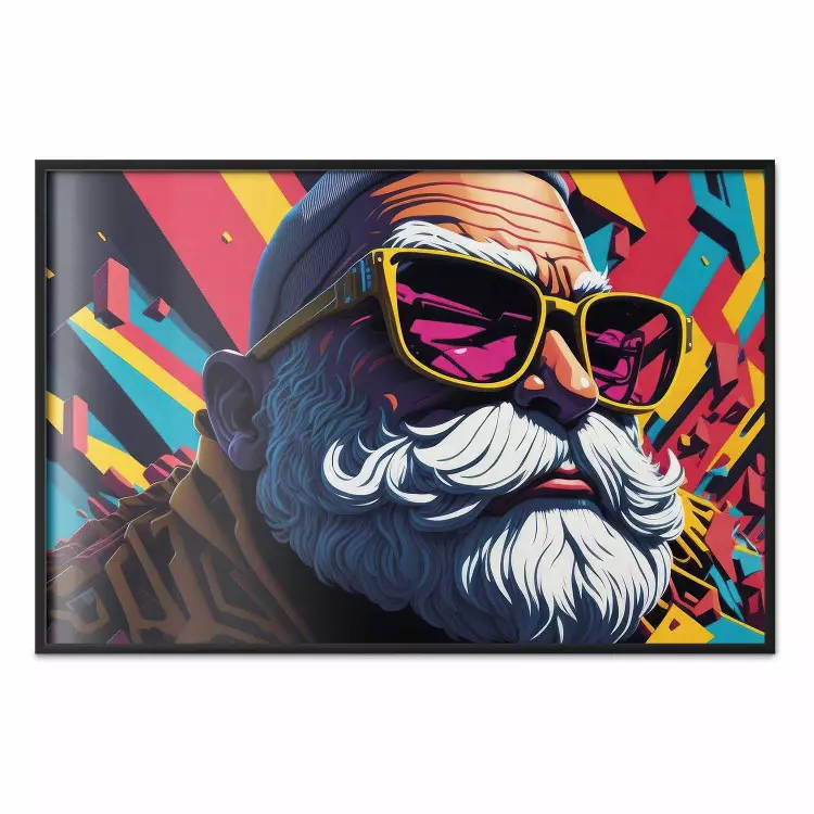 Père Noël hipster - portrait du saint avec des lunettes de soleil
