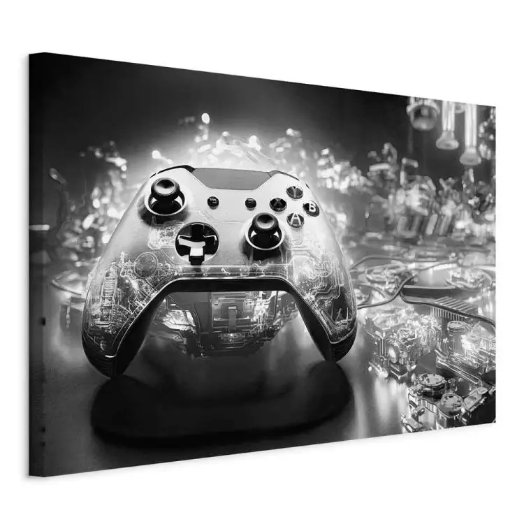 Technologie de jeu - manette sur fond noir et blanc