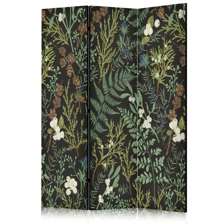 Motif botanique - diverses espèces de feuilles sur fond graphite