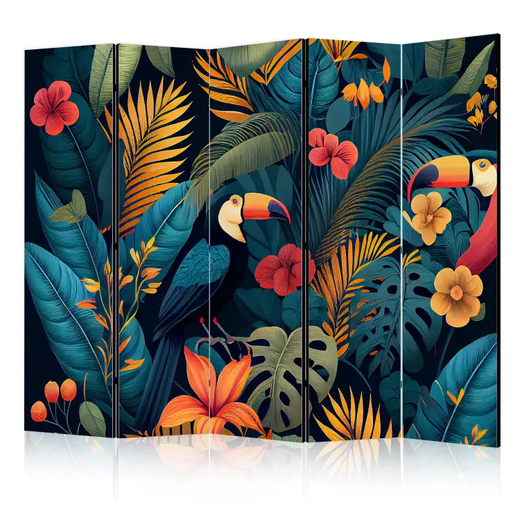 Oiseaux exotiques II - toucans parmi une végétation colorée