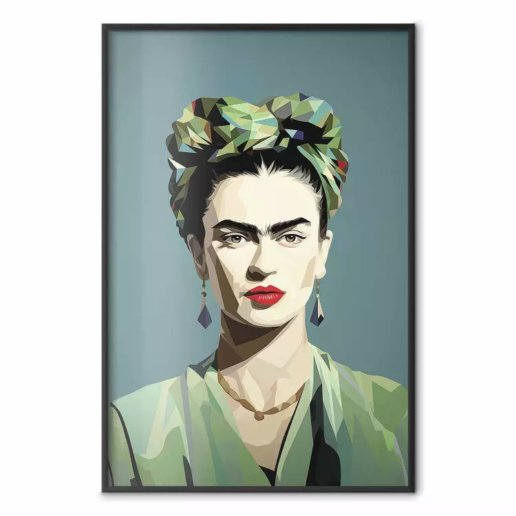 Frida verte - portrait géométrique et minimaliste de femme