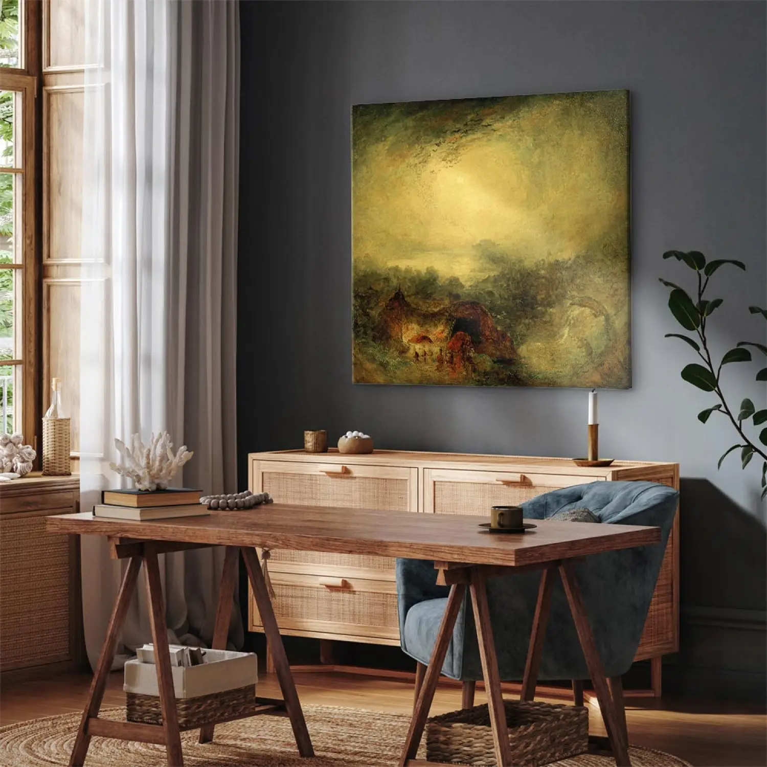 Tableau Décoratif - William Turner "Ombre Et Obscurité - Le Soir Du Déluge" - Toile Sur Cadre - Prêt à Accrocher