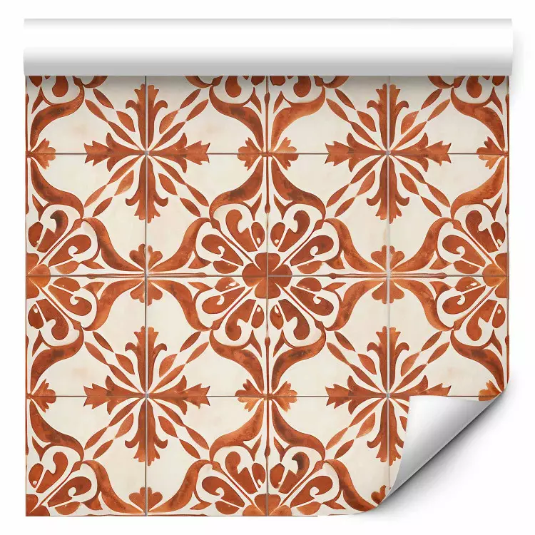 Motif en terre cuite - composition avec ornements sur carreaux