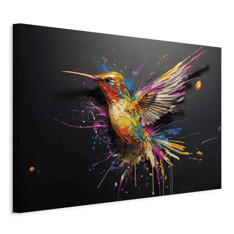 Oiseau coloré - vision aquarelle d'un colibri sur fond noir