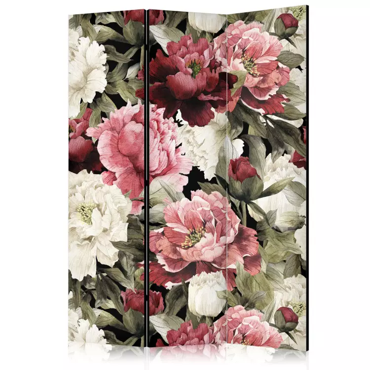 Motif floral - pivoines peintes à l'aquarelle dans des tons chauds