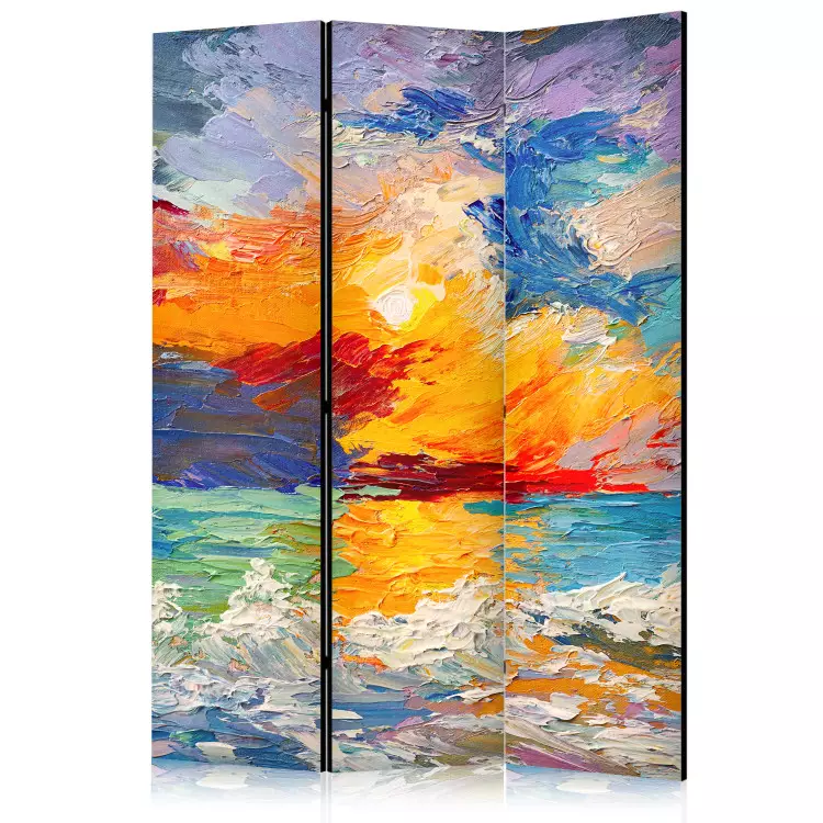Paysage coloré - coucher de soleil sur la mer dans des couleurs vives