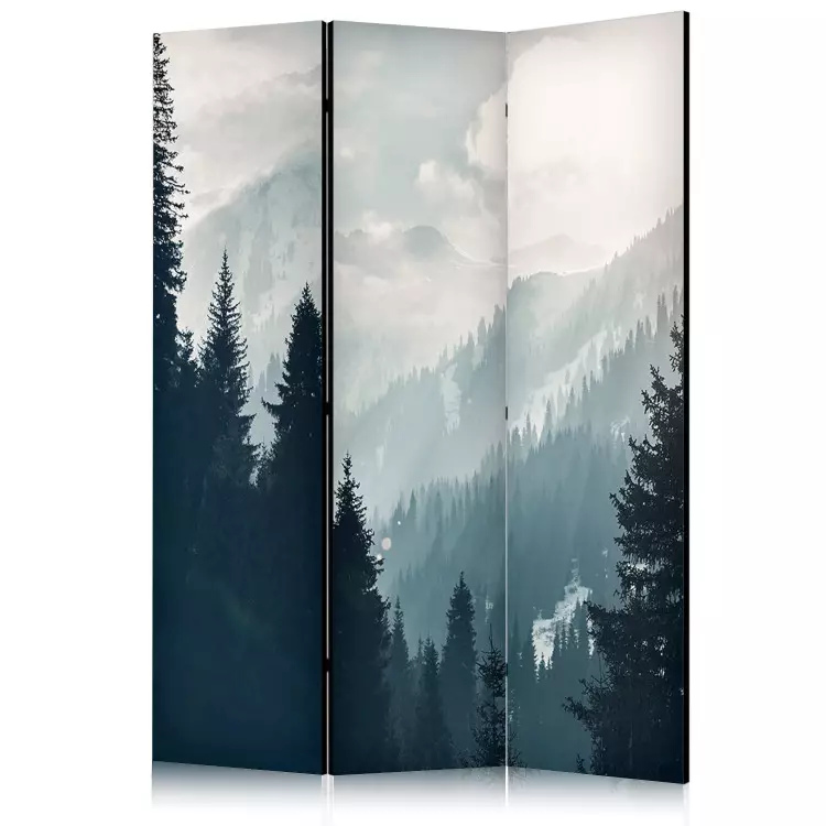 Sunny Landscape - Snowy Mountains Covered With Christmas Trees [Room Dividers]