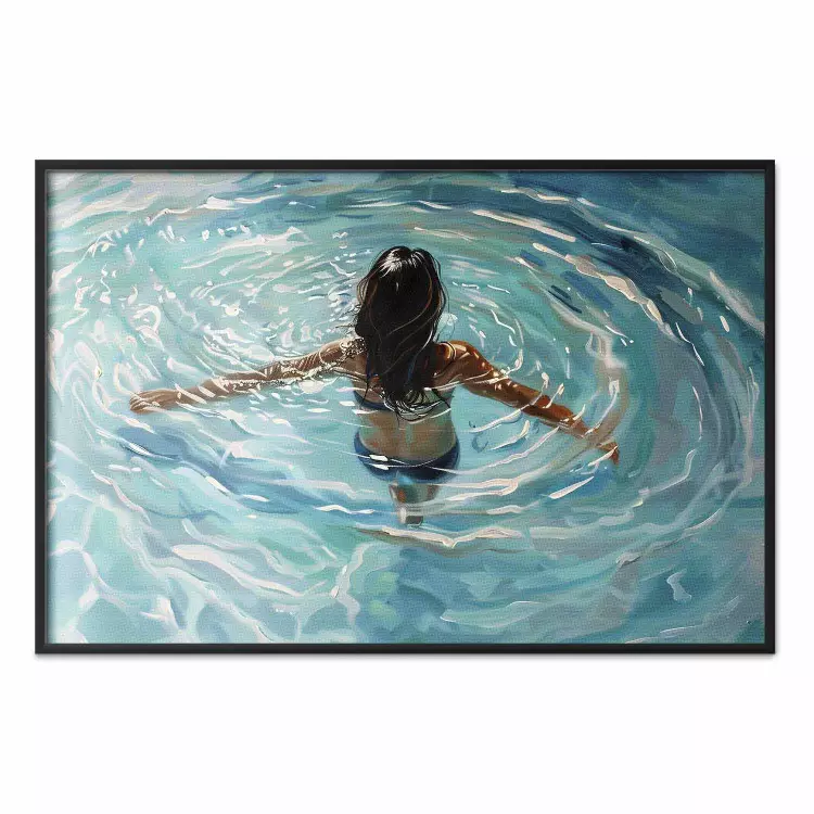 Immersion calme - une femme dans une piscine entourée de cercles d'eau