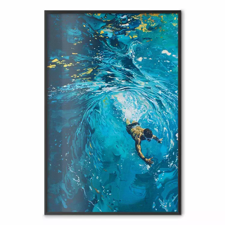 Expédition profonde - un homme nageant dans une eau turquoise