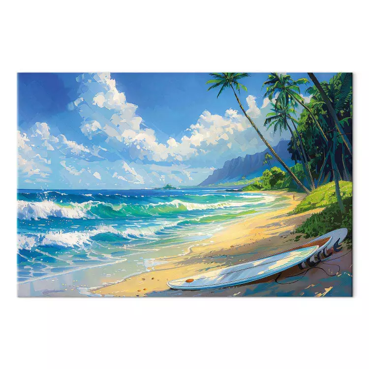 Planche solitaire - plage, vagues et palmiers
